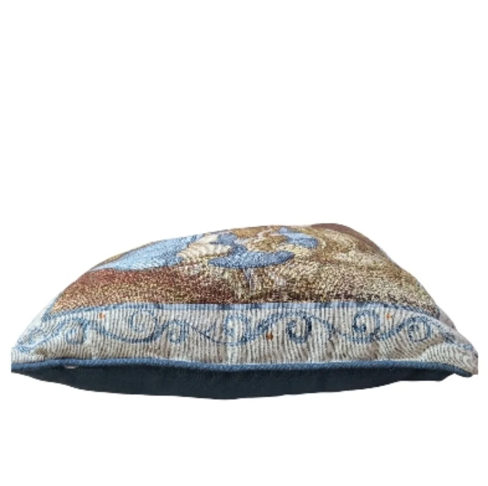Vintage Sally Eckman Roberts Nativity Tapestry‎ Throw Pillow